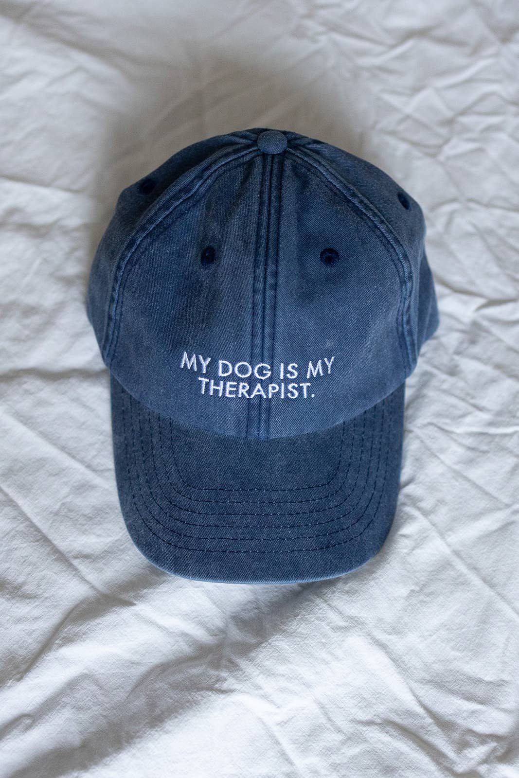 Cap MY DOG IS MY THERAPIST Vintage Denim, Lieblingspfote