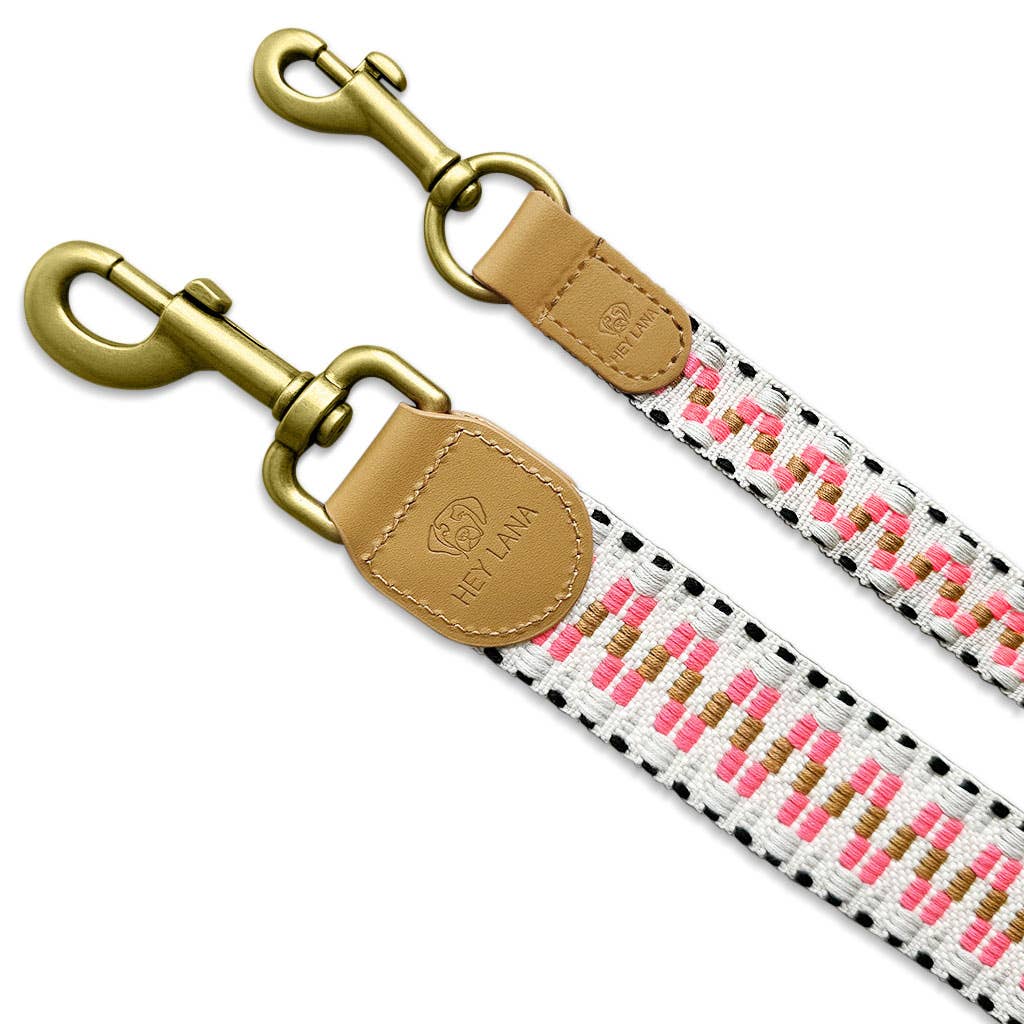 Premium Hundeleine - 3-fach verstellbar - 2m - Pink/Beige