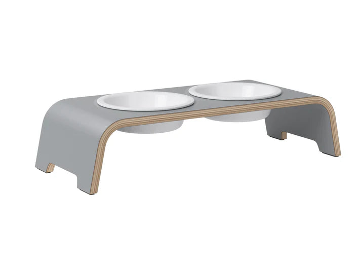 Futterstation 'Dogbar' Double mit weißen Keramiknäpfen, Dogbar