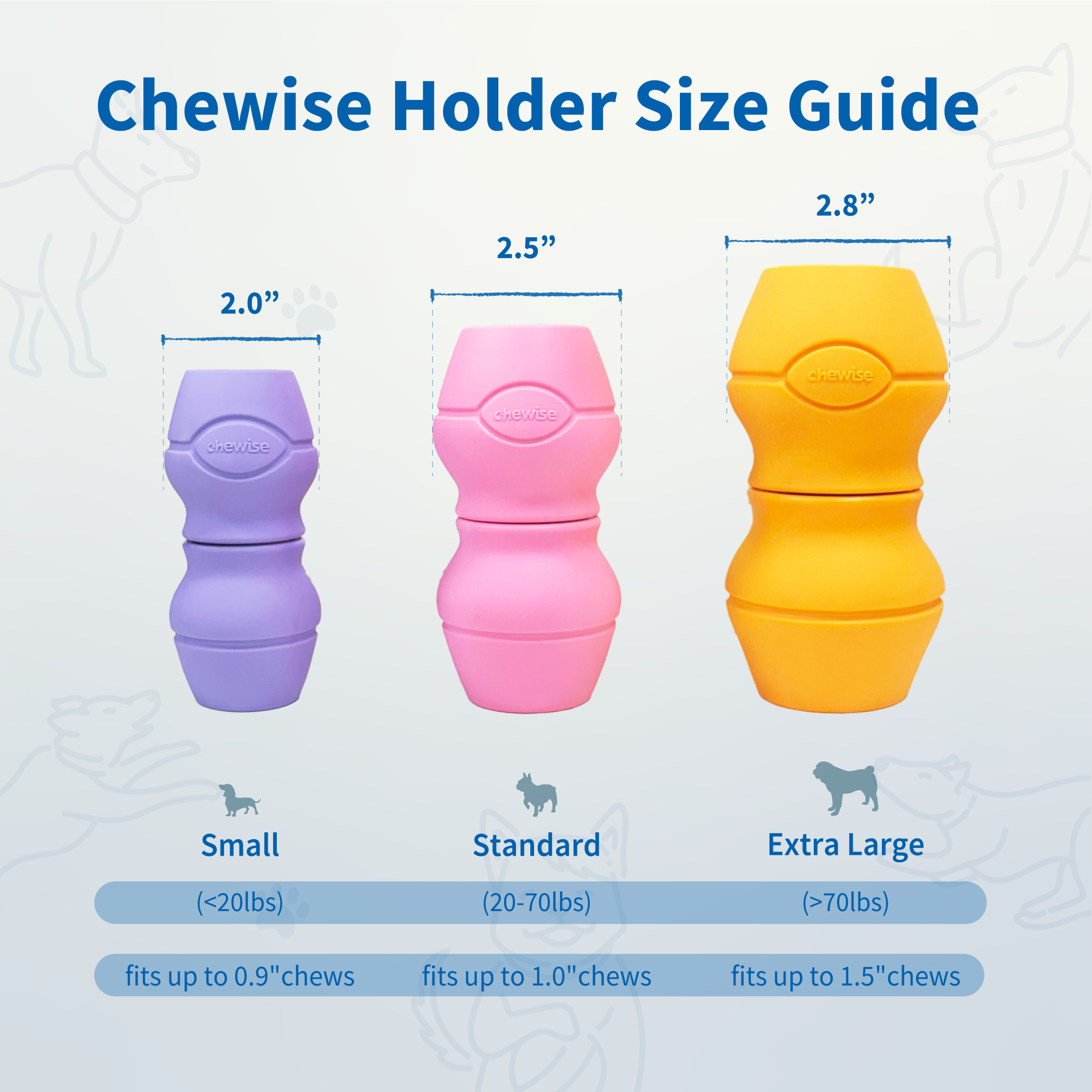 Sicherer Kauknochenhalter | Standard | Packung mit 5 Stück | Hunde 9–32 kg