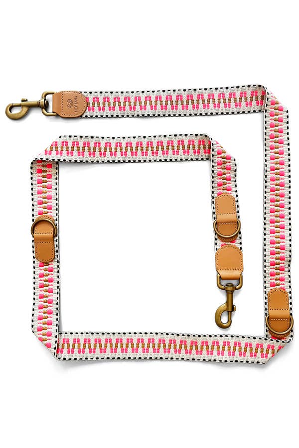 Premium Hundeleine - 3-fach verstellbar - 2m - Pink/Beige