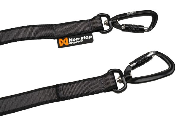 Zugleine 'Bungee Touring Double', schwarz, 23mm, Non-stop Dogwear