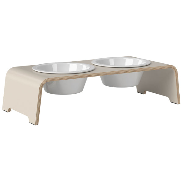 Futterstation 'Dogbar' Double mit weißen Keramiknäpfen, Dogbar