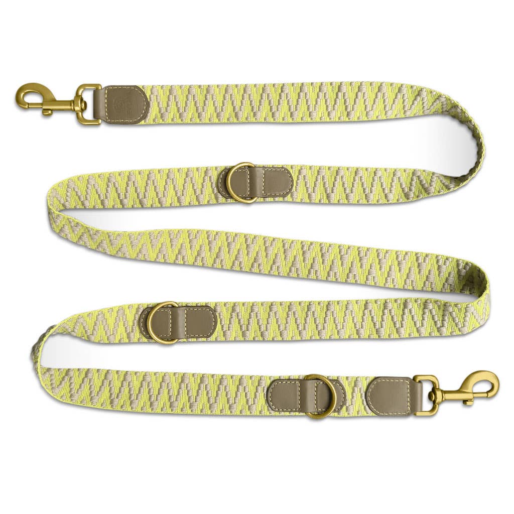 Premium Hundeleine - 3-fach verstellbar - 2m - Oliv/Neongelb