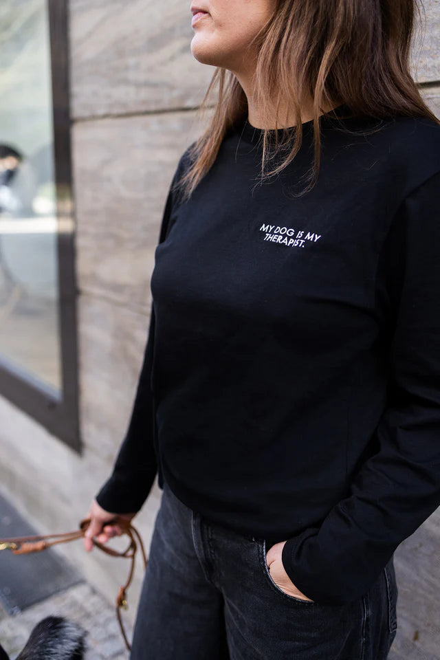 Longsleeve "My Dog is my Therapist", schwarz