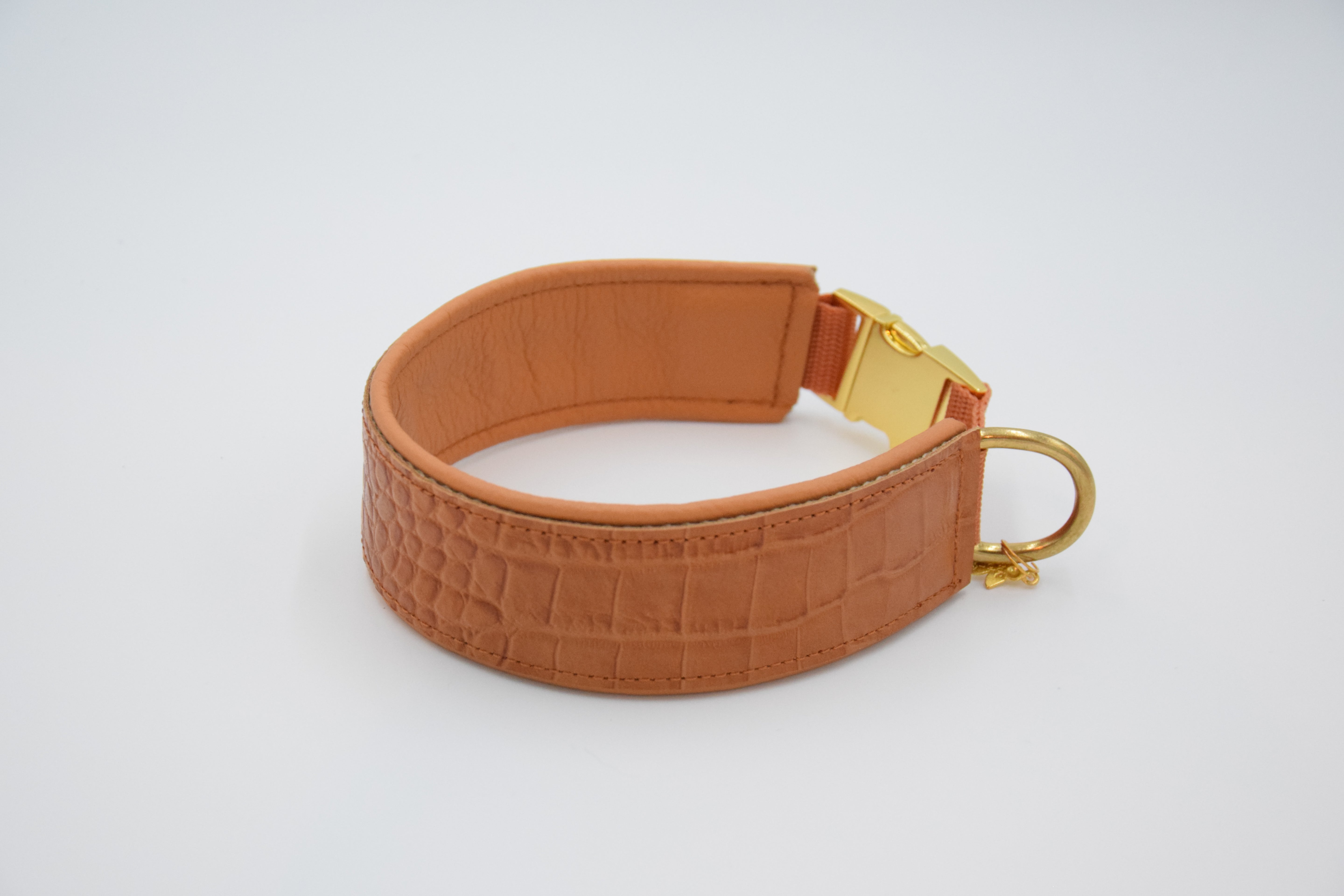 Halsband Kroko Cognac, Amia de lis, cognac, HU 42 cm/4,5 cm breit