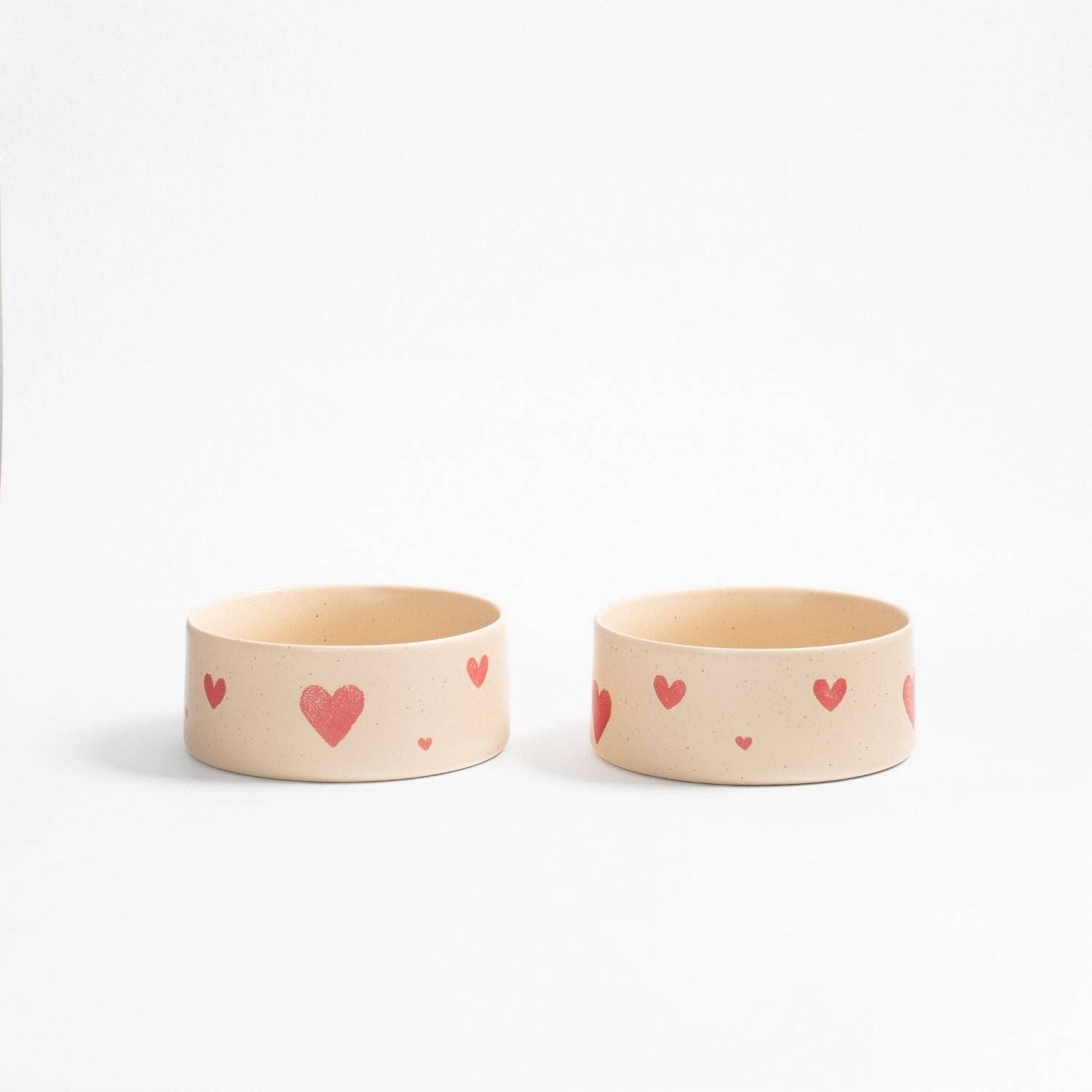 Gemütliche Herzen Steingut, Hundenapf, 16,5 cm 2er-Set