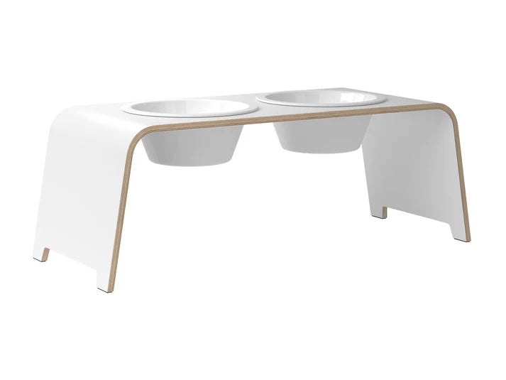 Futterstation 'Dogbar' Double mit weißen Keramiknäpfen, Dogbar