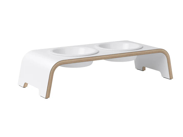 Futterstation 'Dogbar' Double mit weißen Keramiknäpfen, Dogbar